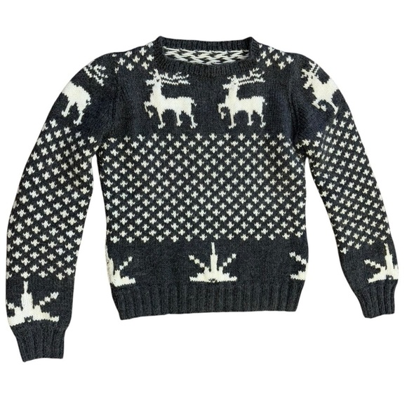 Christmas Sweater Reindeer Gray White Holiday Women’s S Knit Winter Festive - Picture 5 of 12